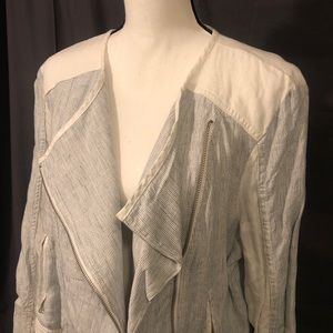 EUC Lou & Grey White Linen Moto Jacket
